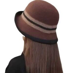 Chic Brown Women's Hat with Black Trim